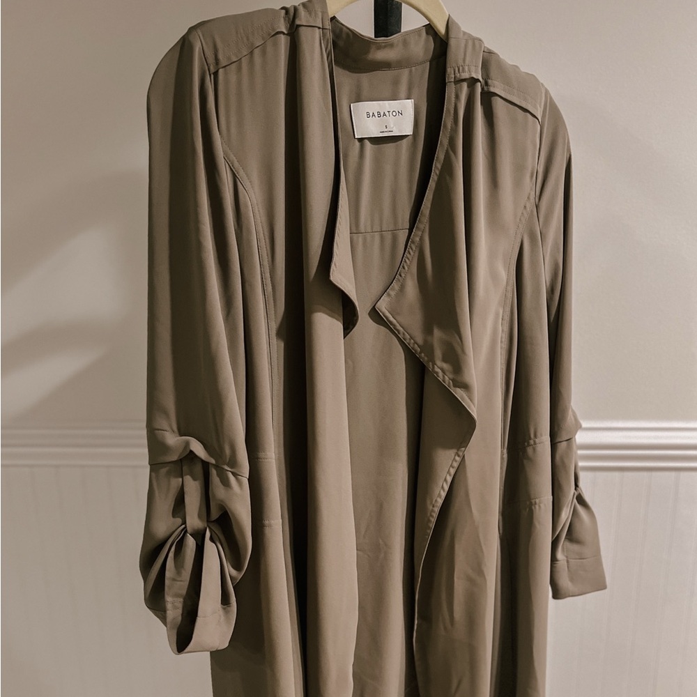 Babaton Taupe Lightweight Draped Trench Coat from Aritzia